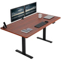 VIVO Electric Height Adjustable 71 x 36 inch Memory Stand Up Desk, Extra Deep Dark Walnut Table Top, Black Frame, Standing Works