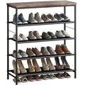 INGIORDAR Shoe Rack Organizer 5 Tier Metal Organizer Shelf with Industrial MDF Board and Layer Fabric for Entryway Closet Bedroo