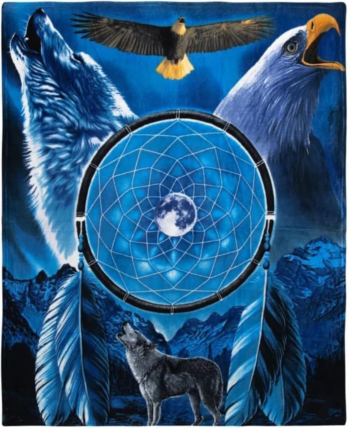 Dawhud Direct Dreamcatcher Fleece Blanket for Bed 50 x 60 inches Eagle Dreamcatcher Fleece Throw Blanket for Men, Women uand Kid