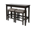 NewRidge Home Goods Sofa Table with Two Stools Counter Set, Espresso