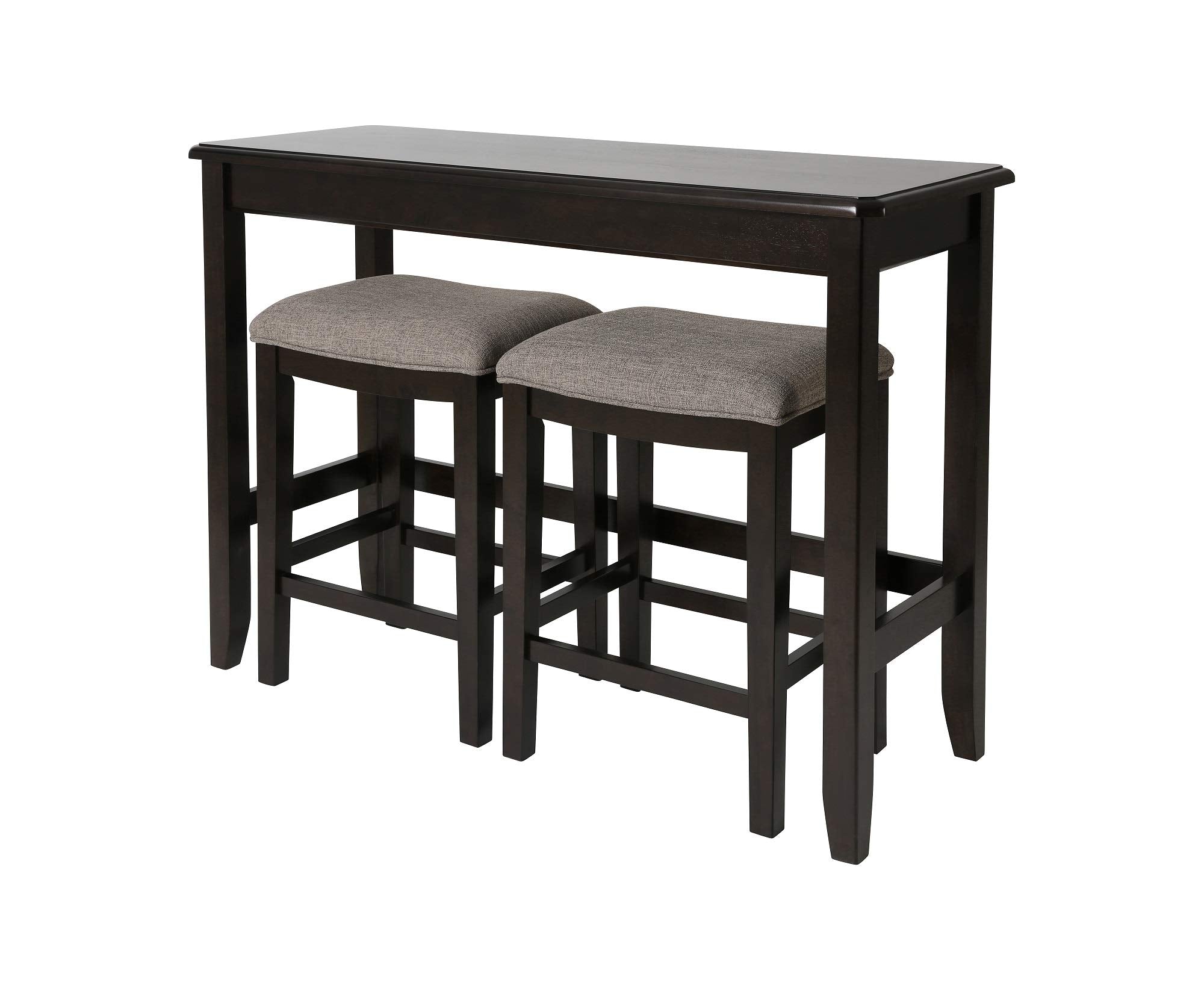 NewRidge Home Goods Sofa Table with Two Stools Counter Set, Espresso