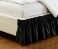 Fancy Collection Queen-King Easy Fit Bed Ruffle wrap Around Elastic Bed Skirt with 17 Drop New Easy Install Solid Black New