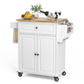 Gizoon Kitchen Island Cart with Adjustable Shelf, 35.8 W Mobile Trolley Cart on Metal Wheels with Drawer & Storage Cabinet, Spic