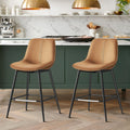VASAGLE Bar Stools Set of 2, Counter Height Bar Stools with Back, Ergonomic Backrest, Synthetic Leather, Metal Legs, 24.4-Inch T