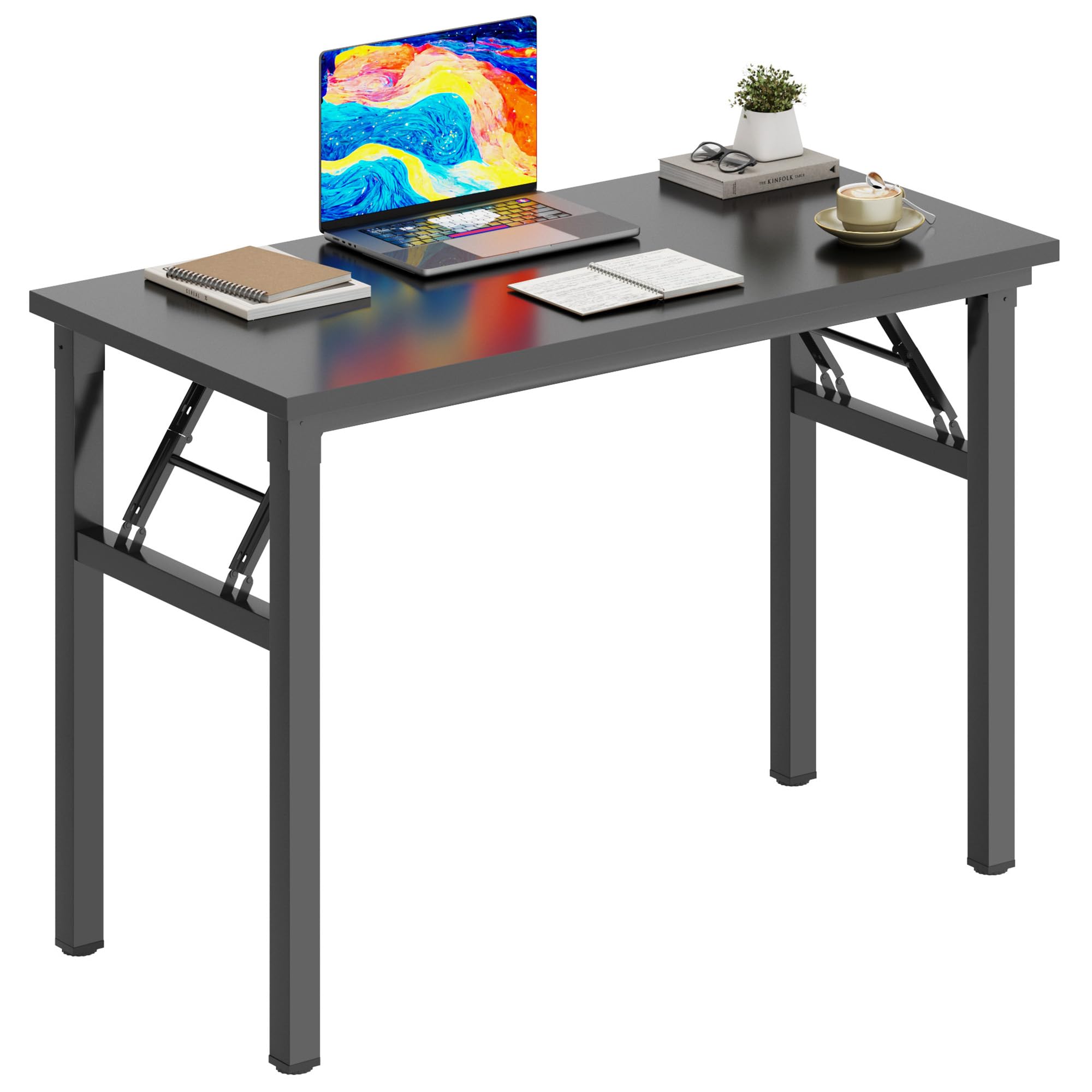DlandHome Folding Desk Small Desk 31.5 inches Computer Desk for Home Office Folding Table Writing Table for Small Spaces No Asse