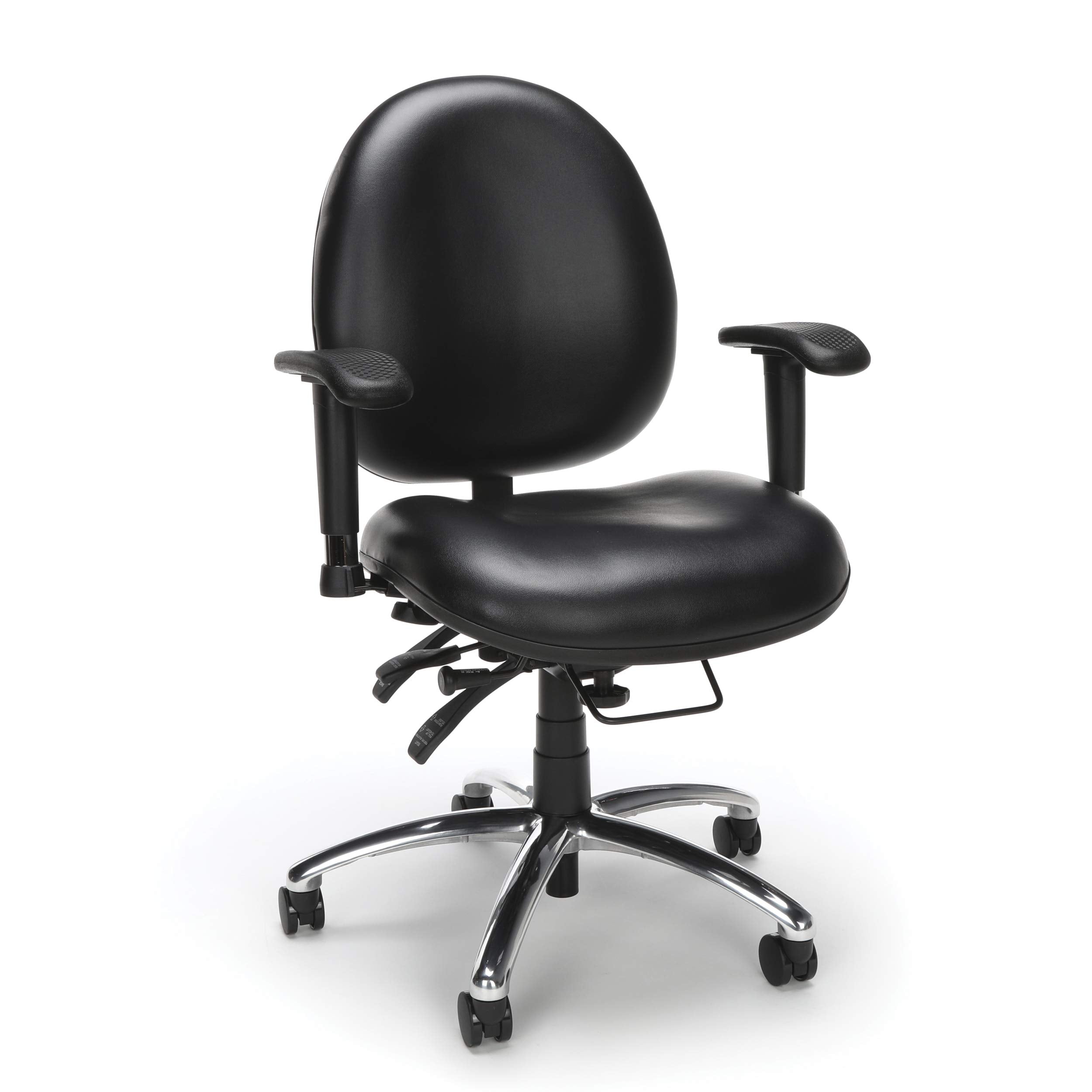 OFM 24/7 Vinyl Office Chair Big & Tall 400lb Max Weight, Adjustable Back & Seat Height, with Wheels, Black