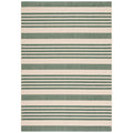 SAFAVIEH Courtyard Collection Area Rug - 53 Round, Beige & Dark Green, Stripe Design, Non-Shedding & Easy Care, Indoor/Outdoor 
