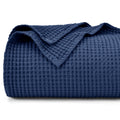 PHF 100% Cotton Waffle Weave Blanket King Size 104 x90 -Lightweight Washed Soft Breathable Blanket for All Season-Perfect Blanke