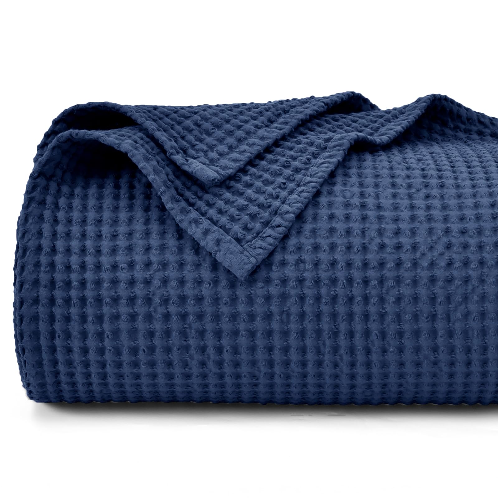 PHF 100% Cotton Waffle Weave Blanket King Size 104 x90 -Lightweight Washed Soft Breathable Blanket for All Season-Perfect Blanke