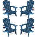 YEFU Adirondack Chair, Foldable Oversized Plastic Adirondack Chair Set of 4 with Cup Holder, Patio Chair with Weather Resistant 
