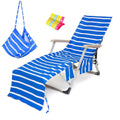 VOCOOL Beach Chair Towel Chaise Lounge Cover with Pockets Pool Chair Towel for Outdoor Patio Garden-Blue