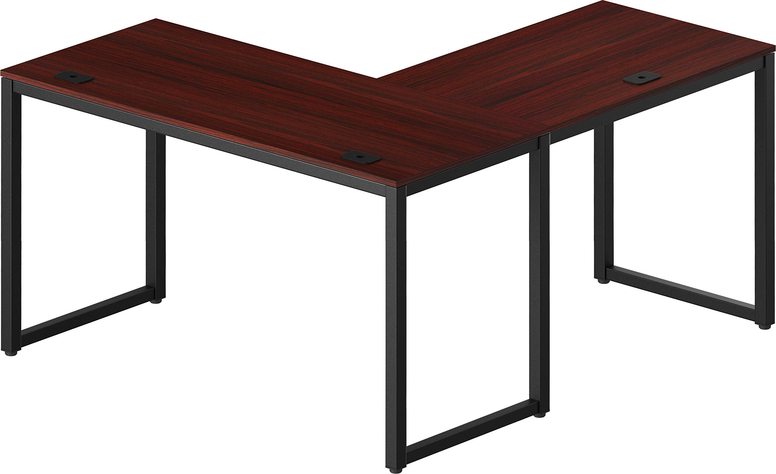 SHW Home Office 55x60 Large L Shaped Corner Desk, 24 Deep, Cherry