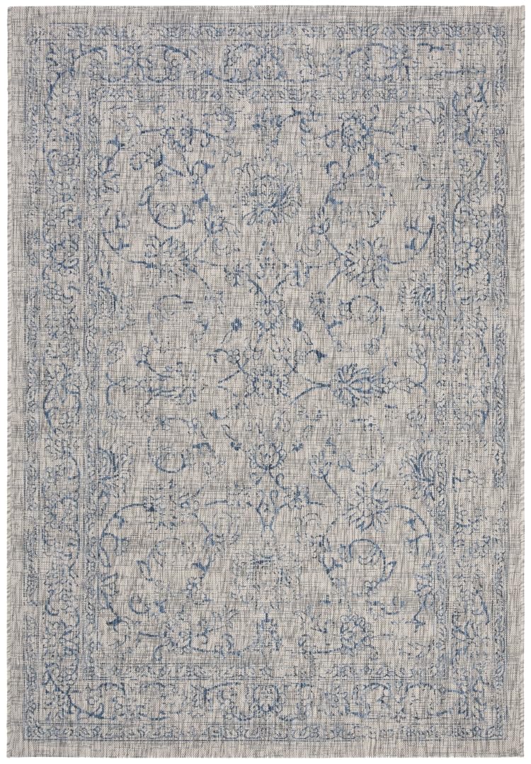 SAFAVIEH Courtyard Collection 53 x 77 Grey/Navy CY8680 Indoor/ Outdoor Waterproof Easy Cleaning Patio Backyard Mudroom Area Ru