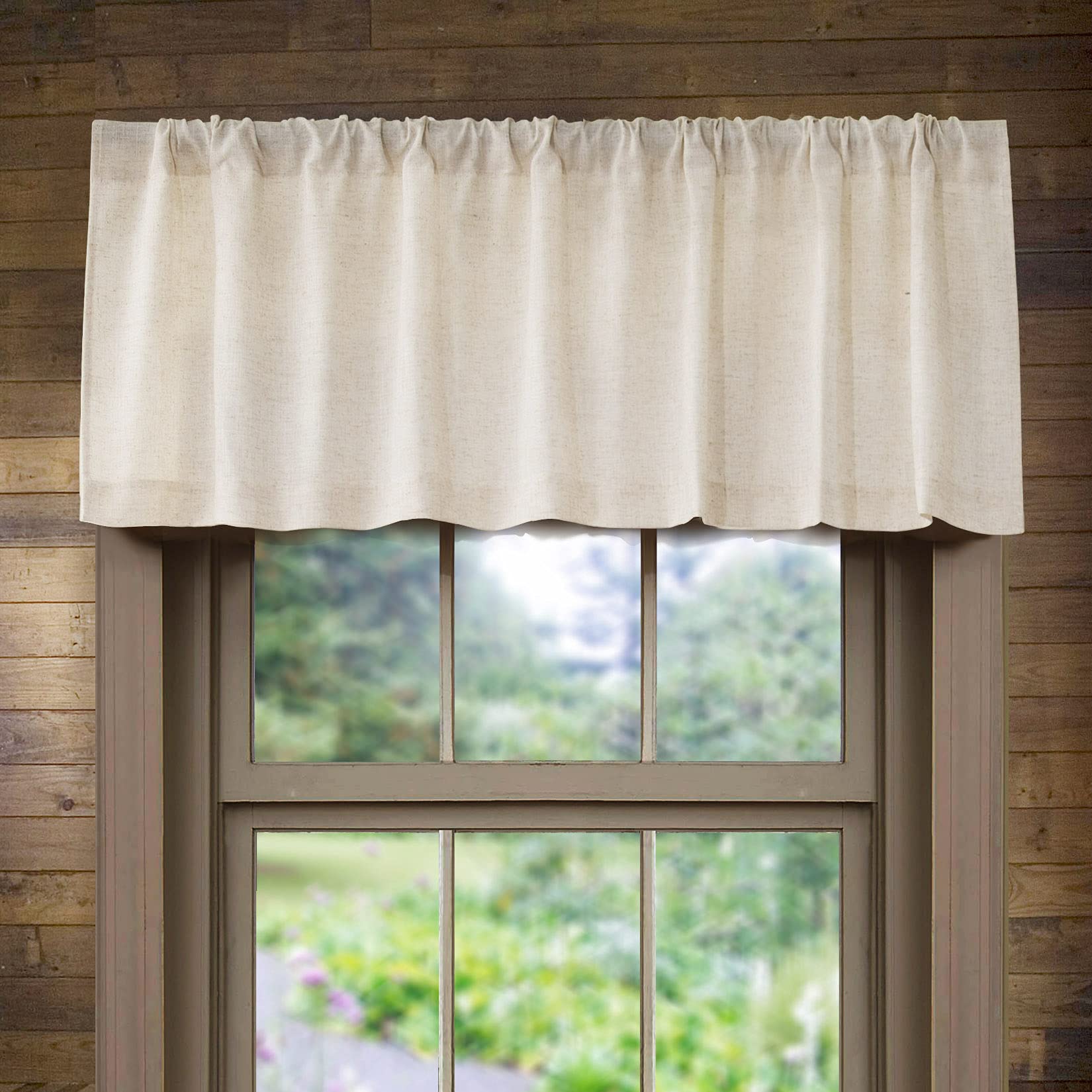 Valea Home Linen Valance for Kitchen Rod Pocket Rustic Farmhouse Crude Window Curtain Valances 18 inch Length for Bathroom Livin