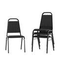 Flash Furniture 4 Pack Hercules Series Trapezoidal Back Stacking Banquet Chair in Black Fabric - Black Frame