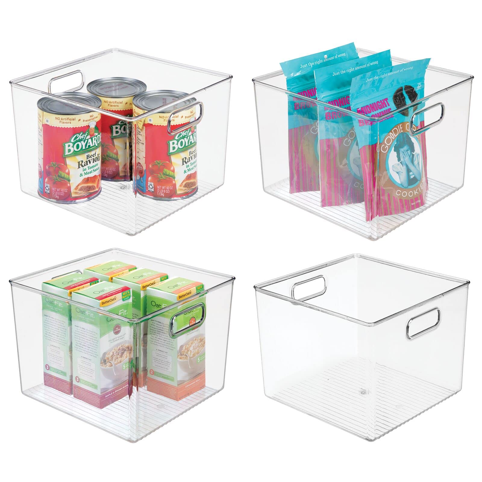 mDesign Plastic Modern Storage Organizer Bin Basket with Handles for Kitchen Organization - Shelf, Cubby, Cabinet, and Closet Or