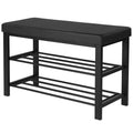 SONGMICS Shoe Bench, 3-Tier Shoe Rack for Entryway, Storage Organizer with Foam Padded Seat, Faux Leather, Metal Frame, for Livi