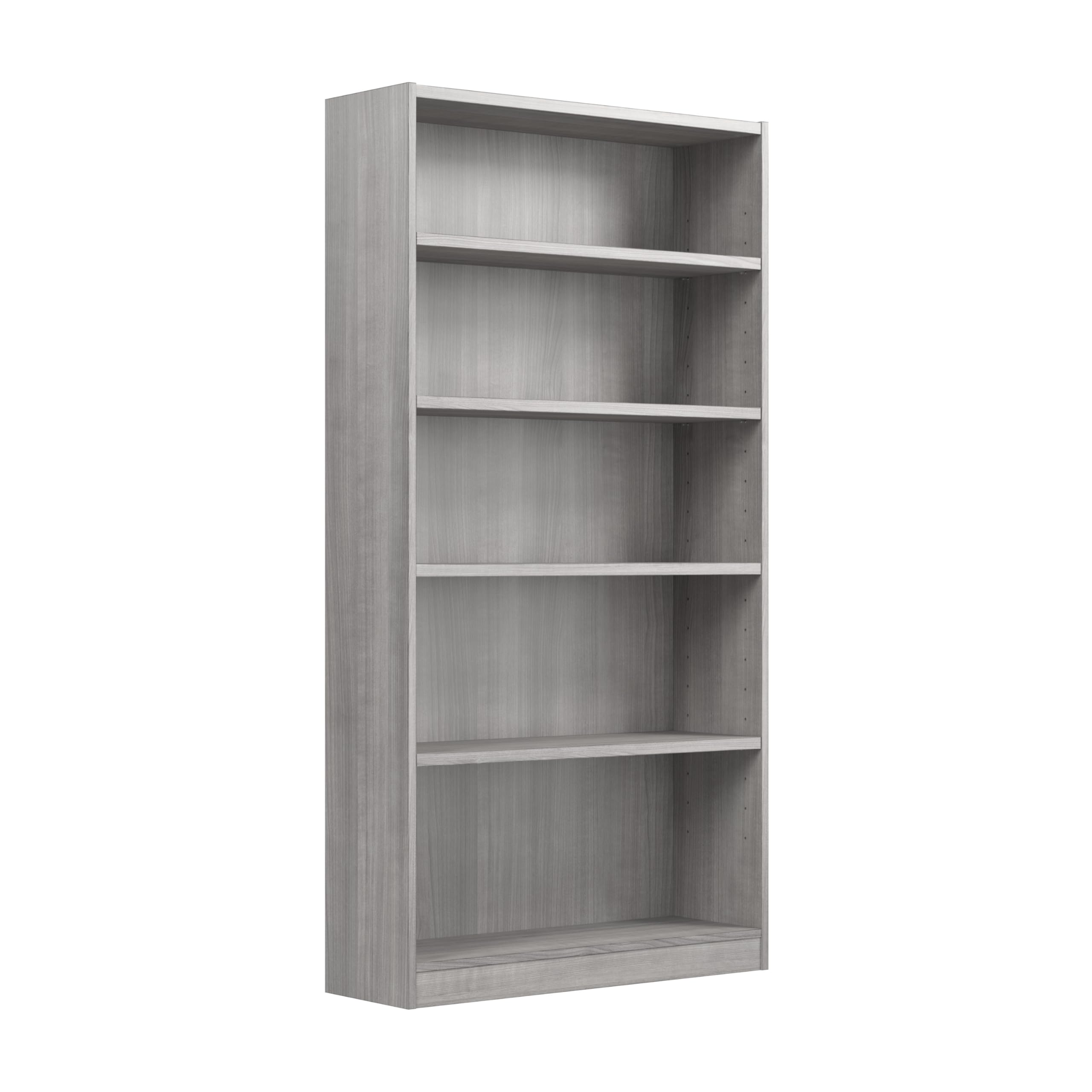 Bush Furniture Universal Tall 5 Shelf Bookcase in Platinum Gray, Vertical Storage and Display Bookshelf for Home Office or Livin