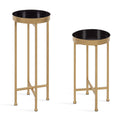 Kate and Laurel Celia Side Tables, Set of 2, Gold and Black, Decorative Modern Glam End Table