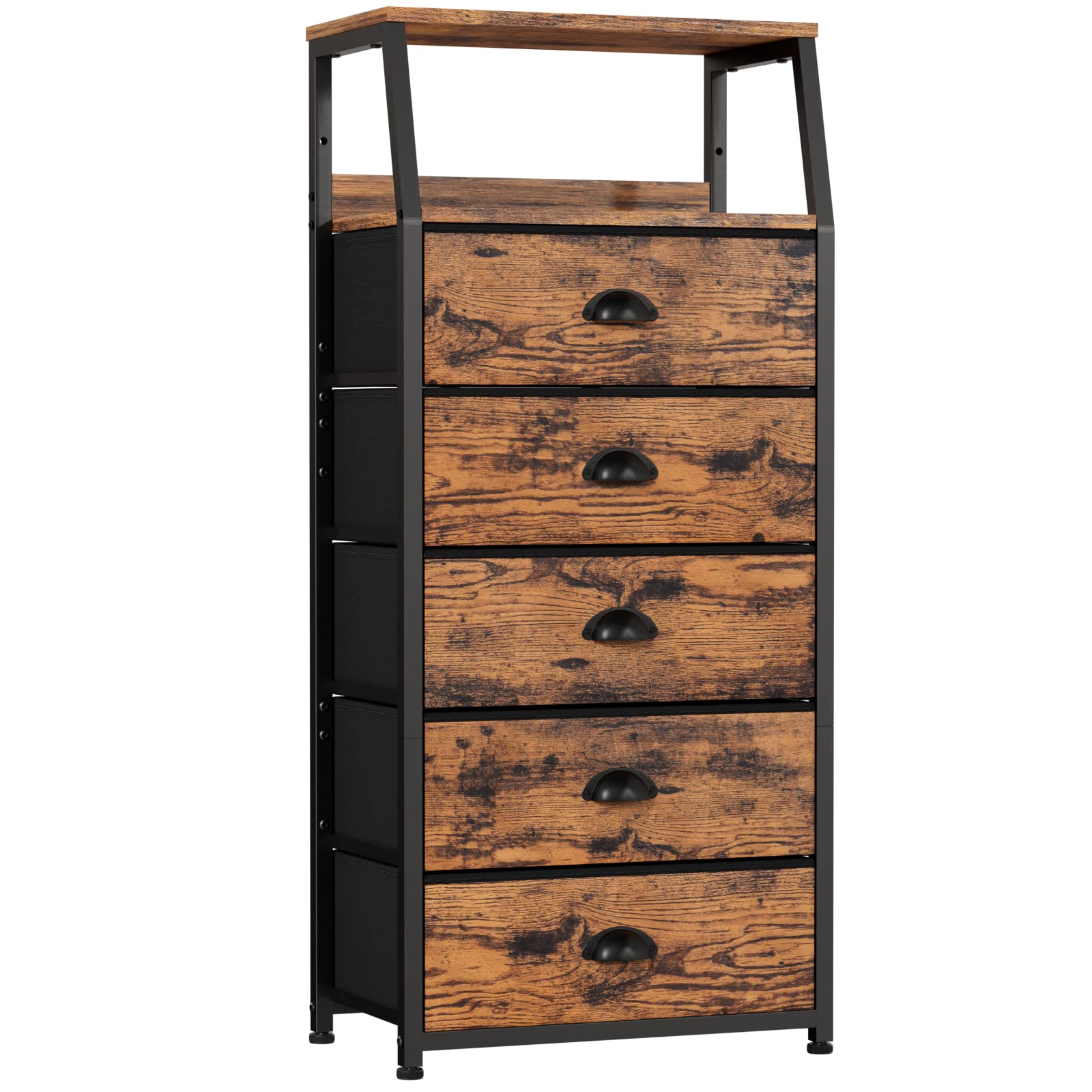 Furnulem Tall 5 Drawers Dresser, Vertical Storage Tower Fabric Dresser for Bedroom, Hallway, Entryway, Nursery, Closet Organizer