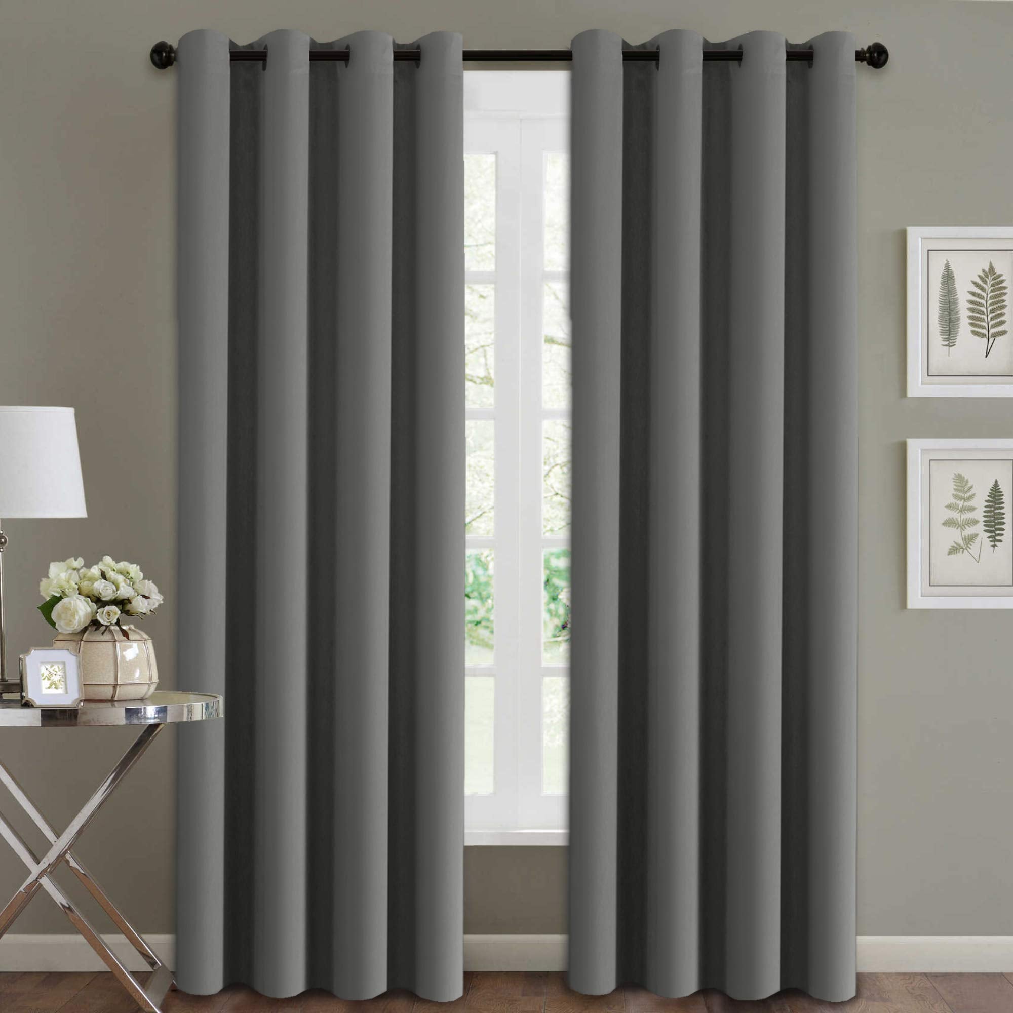 H.VERSAILTEX Blackout Room Darkening Curtains Window Panel Drapes - (Grey Color) - 2 Panels -52 inch Wide by 84 inch Long Solid 