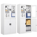 Letaya Storage Cabinet with Doors and Shelves,71  Steel Locker Acrylic Glass Door with Lock, for School Home Office