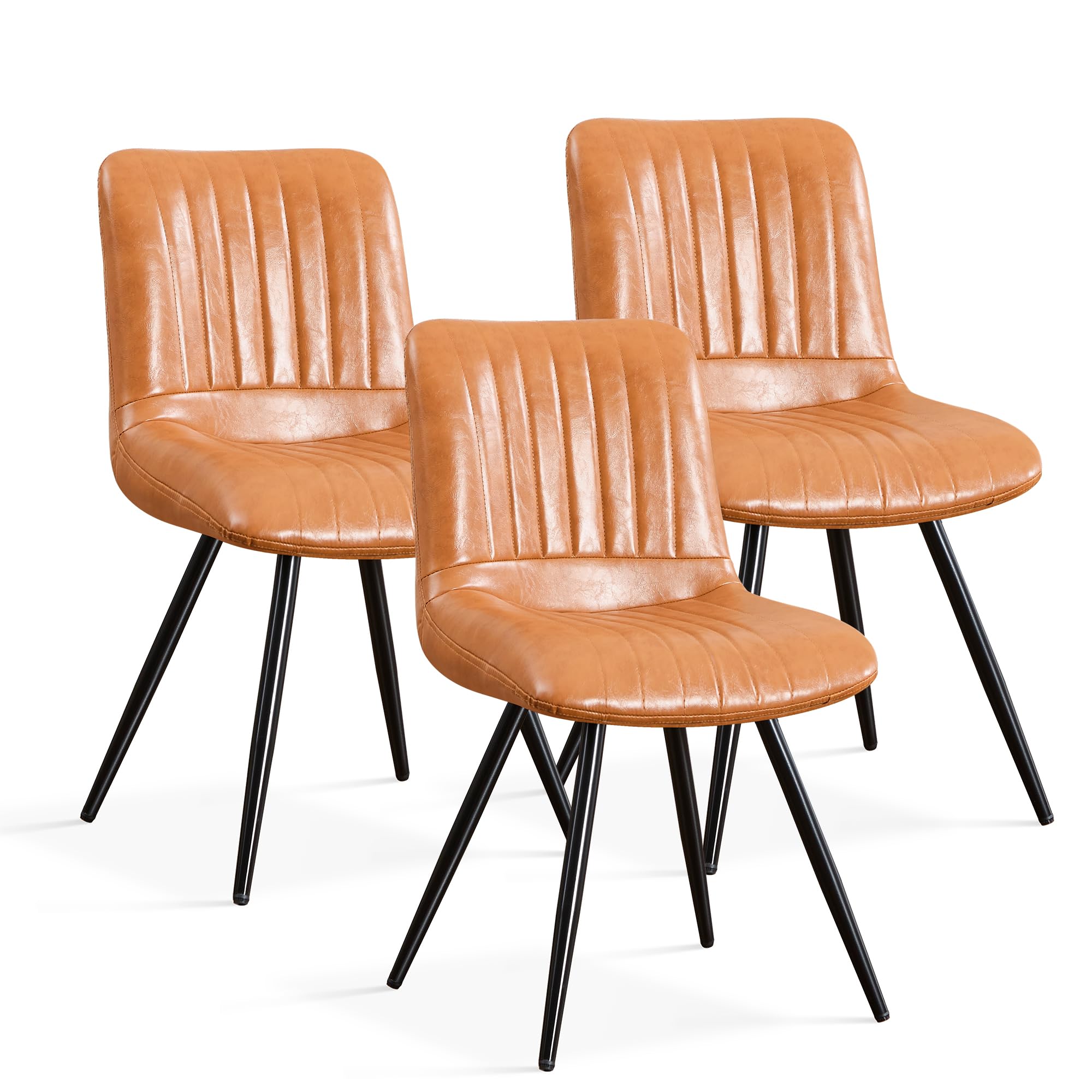 choairy Dining Chairs Set of 3, Modern Dining Chairs with Thick Cushions, PU Leather Upholstered Kitchen Dining Room Chairs with