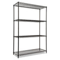 Alera ALESW504818BL NSF Certified Industrial 48 in. x 18 in. x 72 in. 4-Shelf Wire Shelving Starter Kit - Black