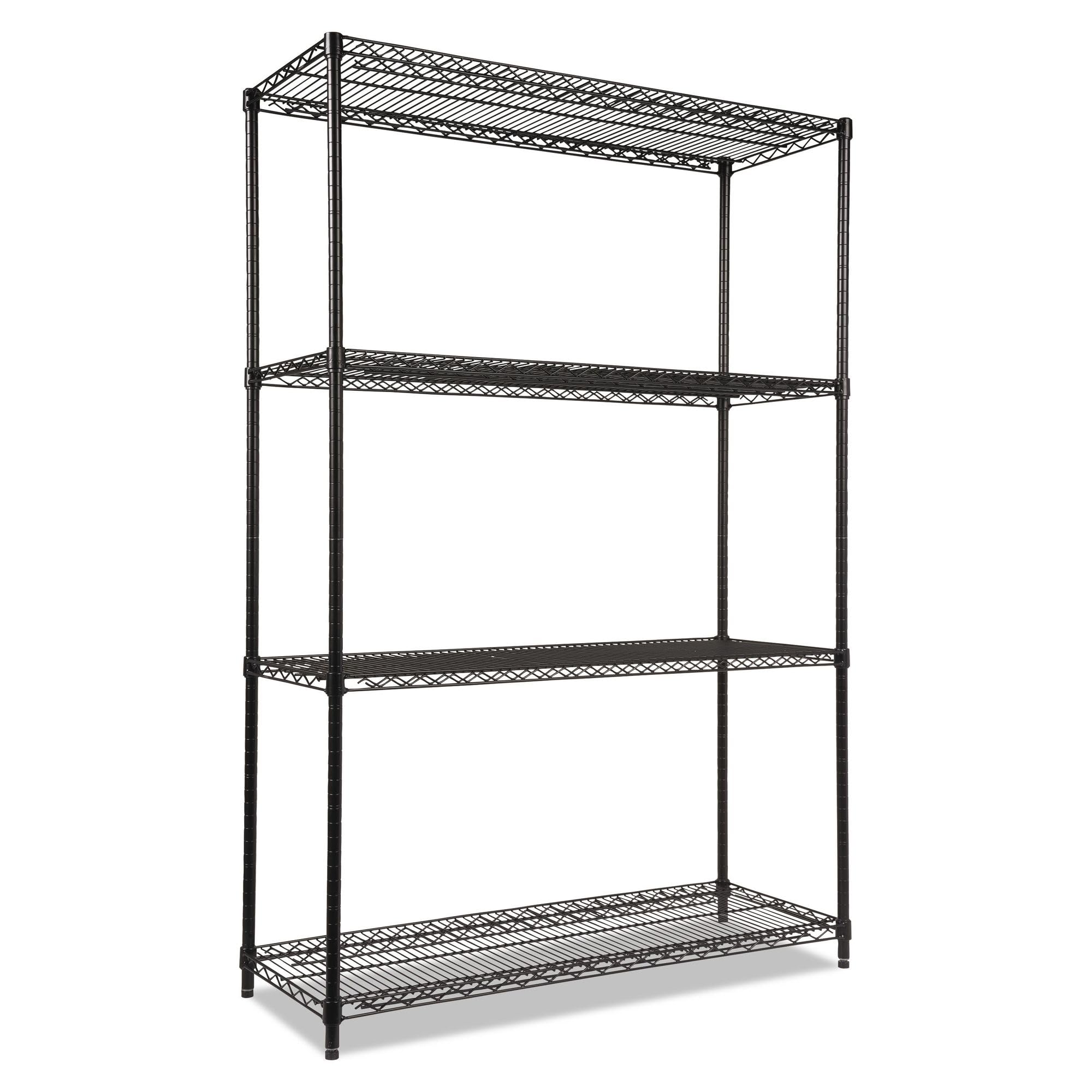 Alera ALESW504818BL NSF Certified Industrial 48 in. x 18 in. x 72 in. 4-Shelf Wire Shelving Starter Kit - Black