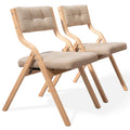 HOMEFUN Folding Chairs with Cushion, Wooden Padded Foldable Chair 2 Pack, Portable and Assembled Seat for Guests Kitchen Office 