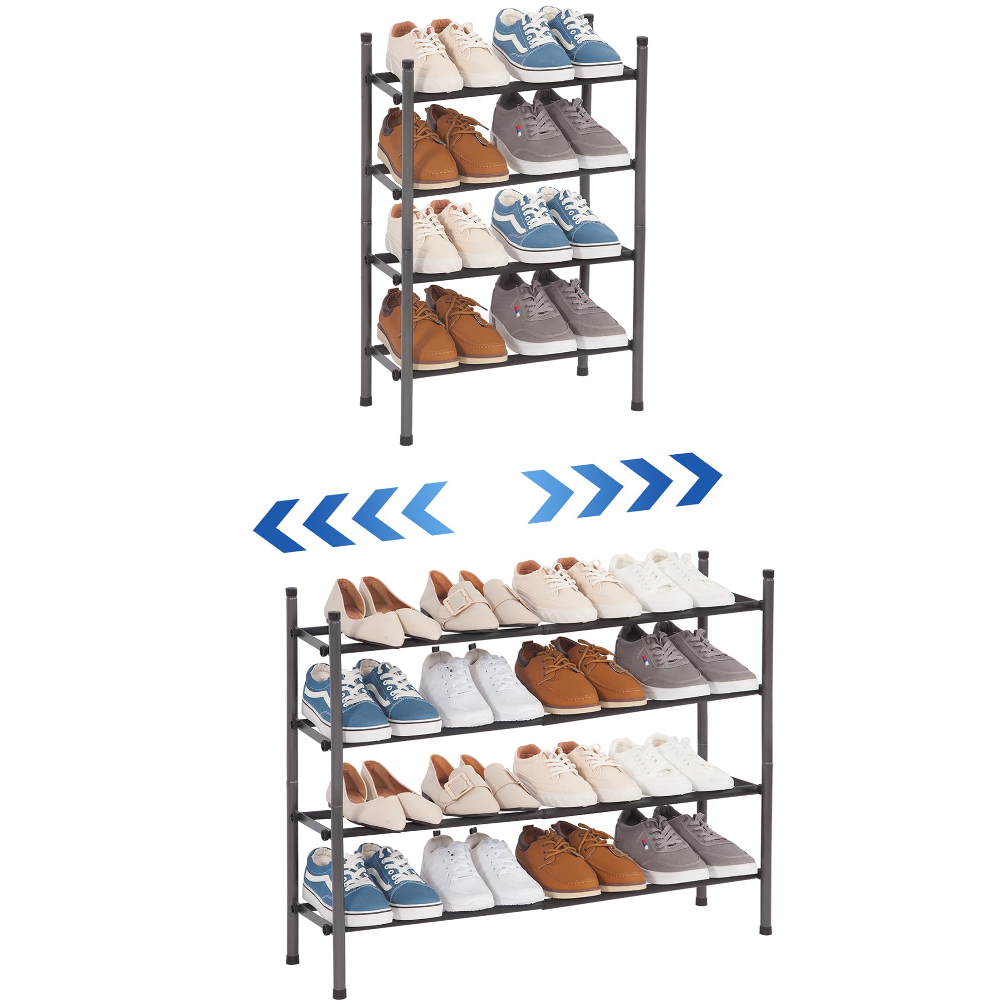 STORAGE MANIAC Expandable Shoe Rack, Stackable Shoe Rack for Closet, Small Shoe Rack Organizer for Entryway, Adjustable Shoe Rac