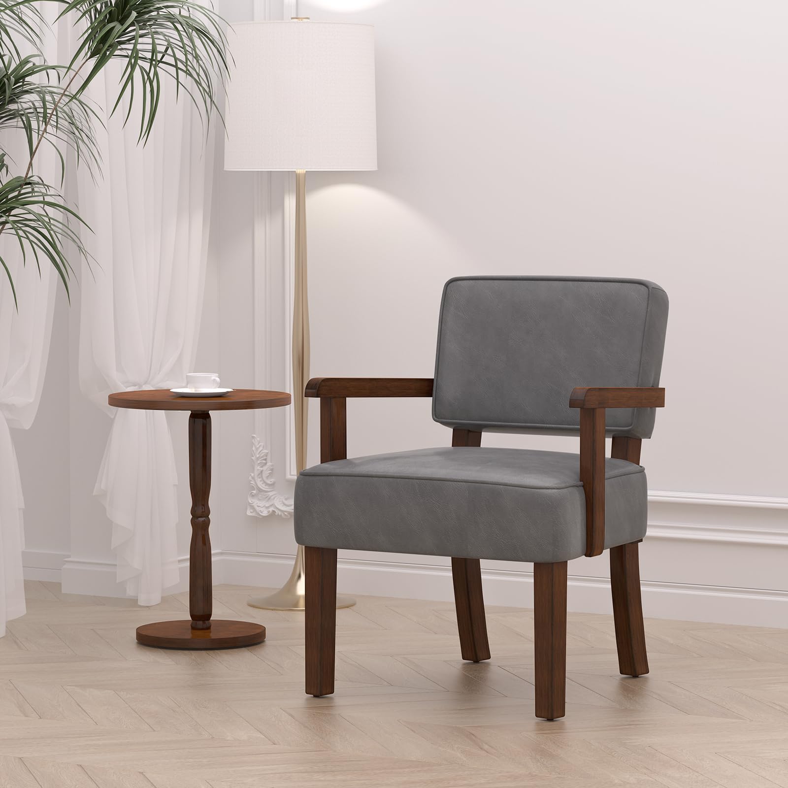 FAGAGA PU Leather Accent Chair, Living Room Chairs Oversize with Soft Seat and Armrests for Living Room Dinning Room Bedroom Rea