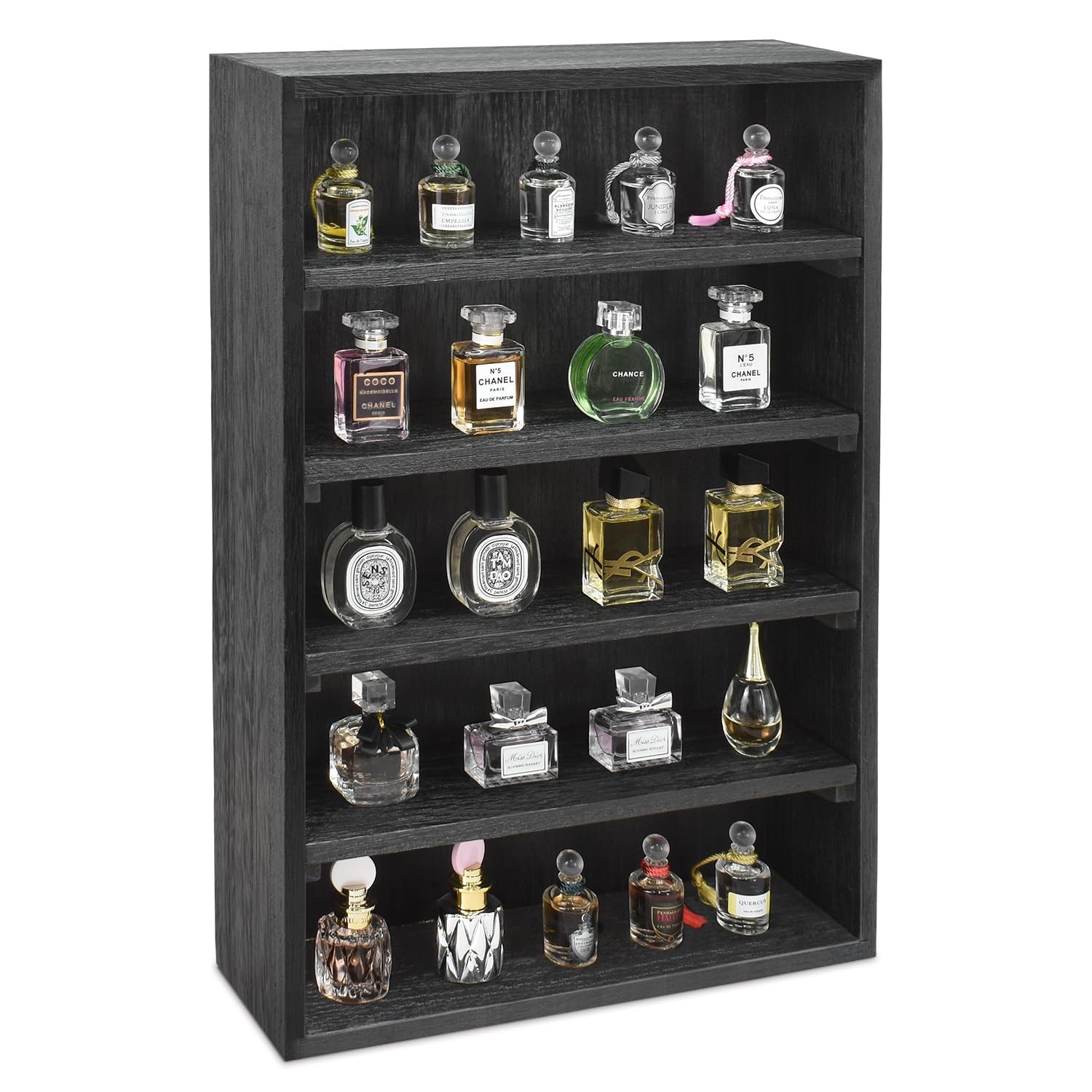 Ikee Design Wooden Wall-Mounted Display Shelves Rack for Collectibles, Figures,Shot Glasses,Spice Can,Cosmetics or Perfume, 5 Ad