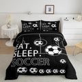 Feelyou Full Size Soccer Comforter Set Boys Girls Football Bedding Set for Kids Teens Toddler Black White Duvet Set Soccer Ball 