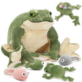 Tezituor Giant Mommy Frog Stuffed Animal with 4 Babies,20.5    Realistic Frog Plush Toy Soft Pillow Adorable Frog Plushies Gifts