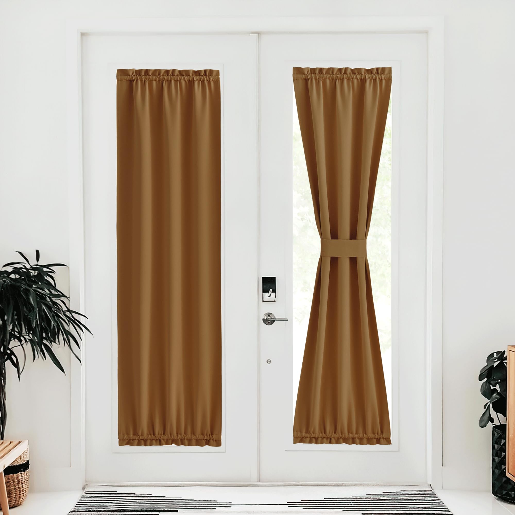 NICETOWN Blackout Door Curtains, Thermal Insulated Elegance French Door Curtains for Privacy, Door Panels, Room Darkening Door W