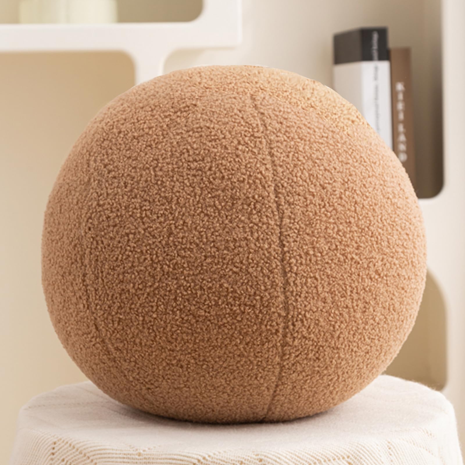 Gerlisay 11.8 inch Ball Pillow Nordic Round Throw Pillows Boucle Ball Pillow Sphere Shaped Pillow Round Decorative Pillow for Co