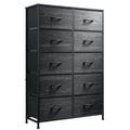 WLIVE Black Tall Dresser for Bedroom with 10 Drawers, Chest of Drawers, Dressers Bedroom Furniture, Storage Organizer Unit with 