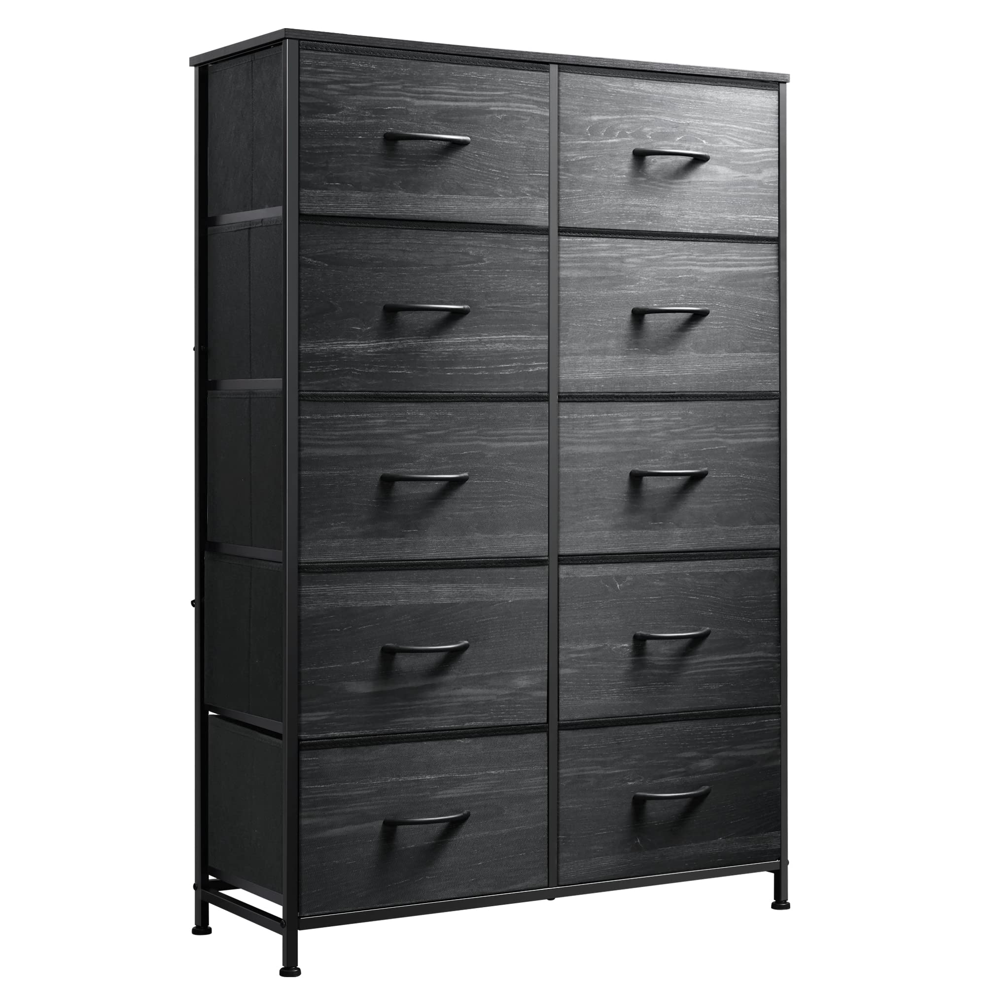 WLIVE Black Tall Dresser for Bedroom with 10 Drawers, Chest of Drawers, Dressers Bedroom Furniture, Storage Organizer Unit with 