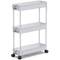 SPACEKEEPER Slim Rolling Storage Cart, 3 Tier Storage Organizer Laundry Room Organizer Mobile Shelving Unit, Multi-Purpose for K