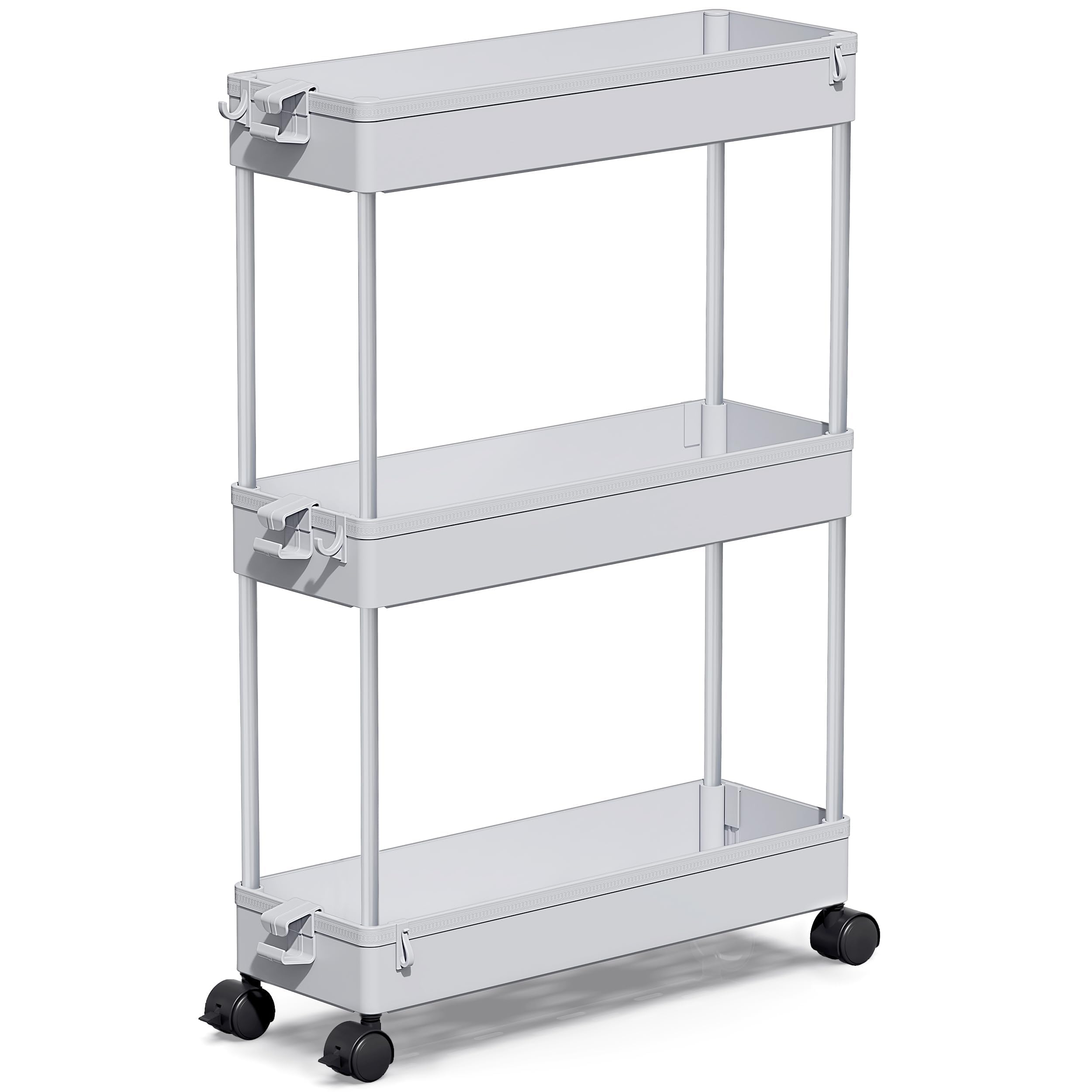 SPACEKEEPER Slim Rolling Storage Cart, 3 Tier Storage Organizer Laundry Room Organizer Mobile Shelving Unit, Multi-Purpose for K