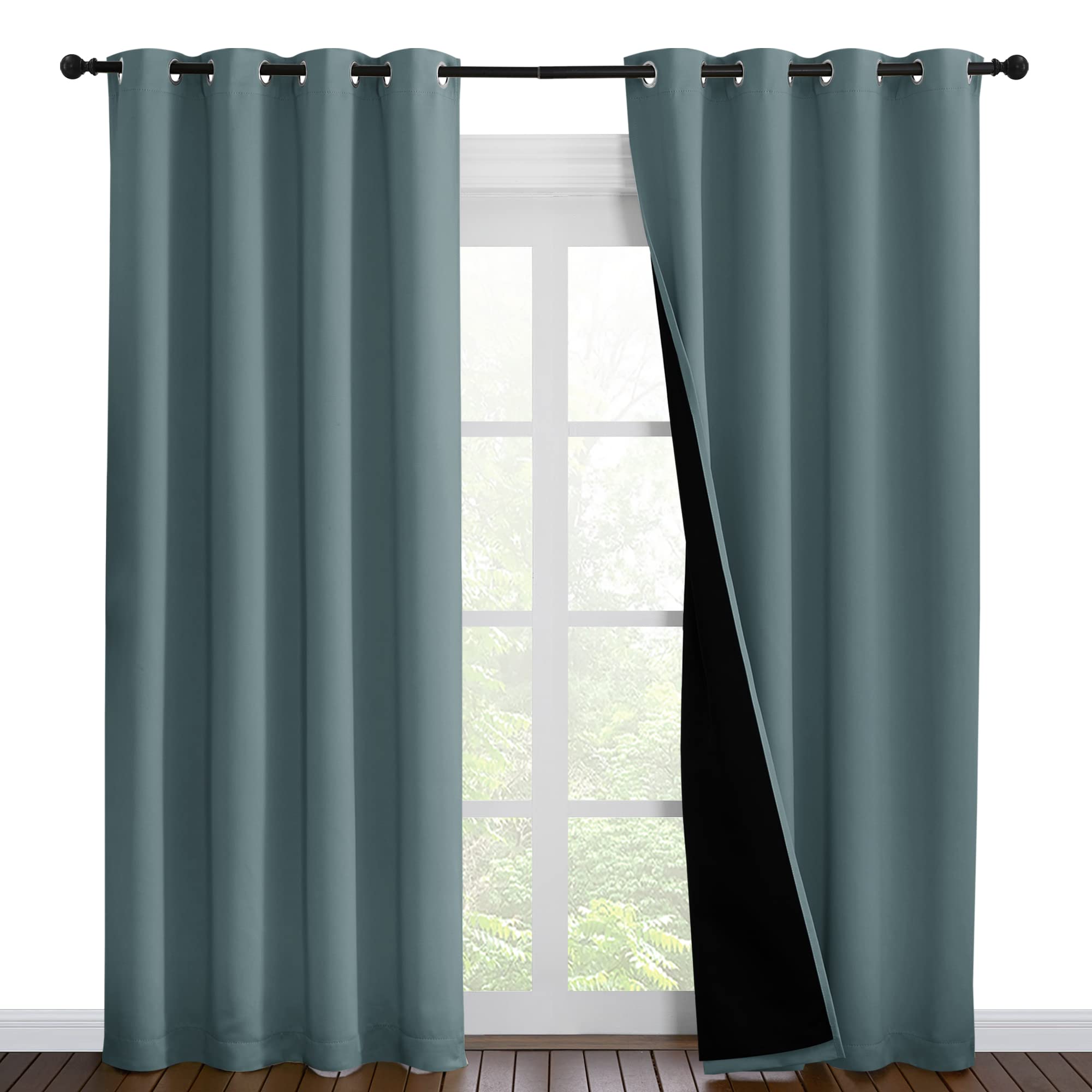 NICETOWN 100% Blackout Curtains 86 inches Long, Pair of Energy Smart & Noise Blocking Out Drapes for Baby Room Window, Thermal I