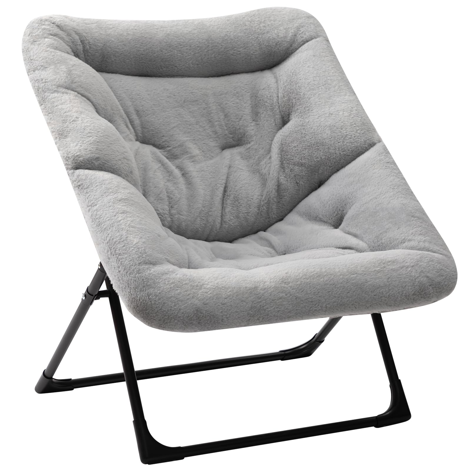 HollyHOME X-Large Saucer Chair, Comfy Oversized Folding Chair, Faux-Fur Reading Chair for Teens, Adults, Foldable Accent Lazy Ch