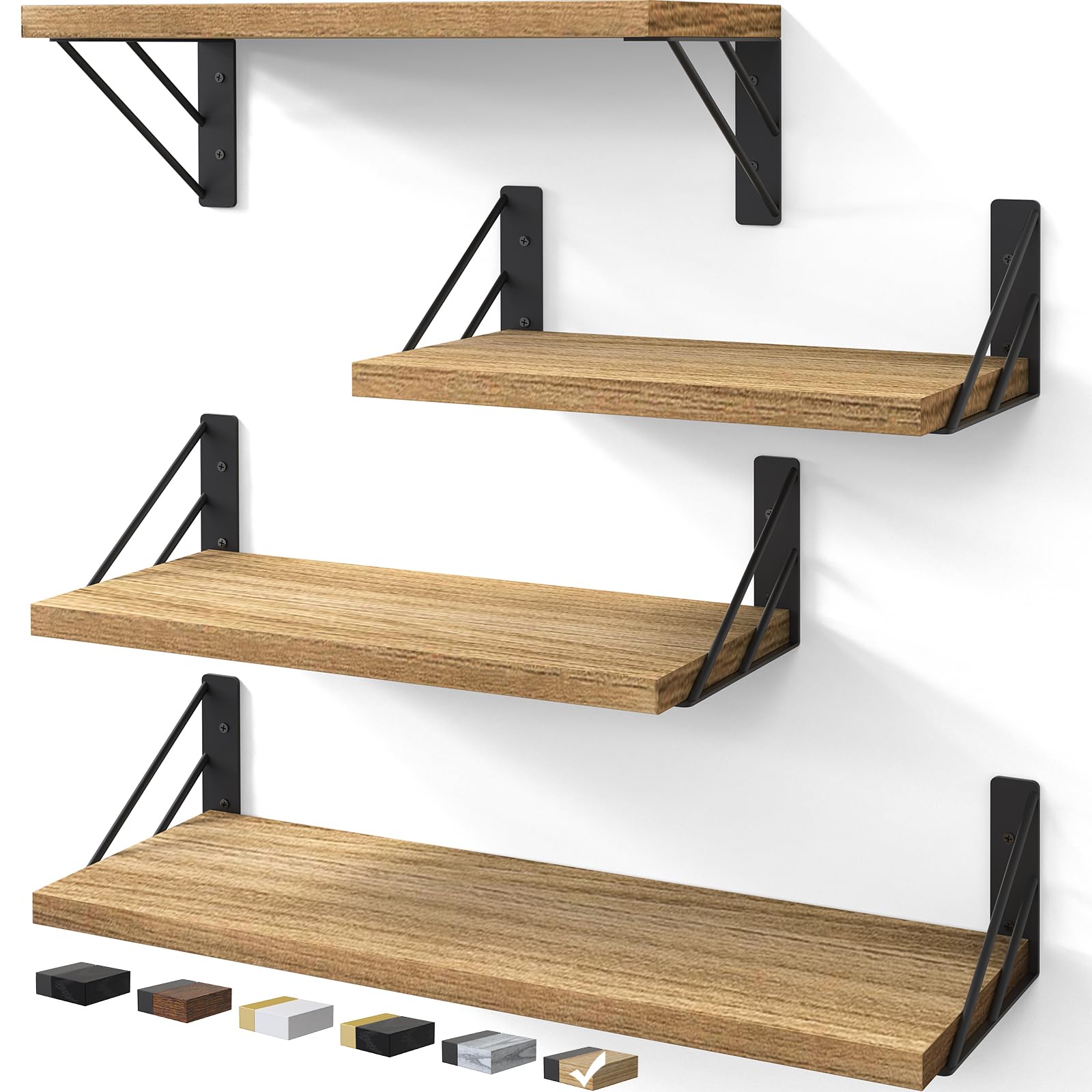 BAYKA Wall Shelves for Bedroom Decor, Floating Wall Shelves for Living Room Kitchen Storage, Wall Mounted Rustic Shelves for Kid