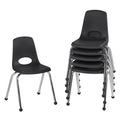 Factory Direct Partners 10367-BK 16 School Stack Chair, Stacking Student Seat with Chromed Steel Legs and Ball Glides for in-Hom