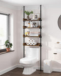 ALLZONE Bathroom Organizer, Over The Toilet Storage, 4-Tier Adjustable Wood Shelves for Small Rooms, Saver Space Rack, 92 to 116