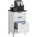 HOMCOM 3 Drawer File Cabinet with Silent Slides, Vertical Filing Cabinet for Hanging A4/Letter Size, Rustic Farmhouse Printer St