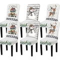 Preboun 6 Pcs Christmas Chair Covers Set Removable Washable Stretch Dining Room Chair Slipcovers Parson Chair Protector for Chri