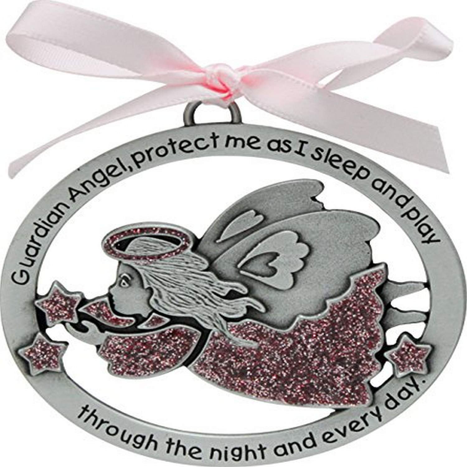 Cathedral Art (Abbey & CA Gift Angel Crib Medal for Jewelry Making, Silver, Pink (CM16P)