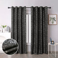 Taisier Home Silver Foil Print Linen Textured Curtains Geometric Dots Pattern Design Curtains for Bedroom Living Room Thermal In